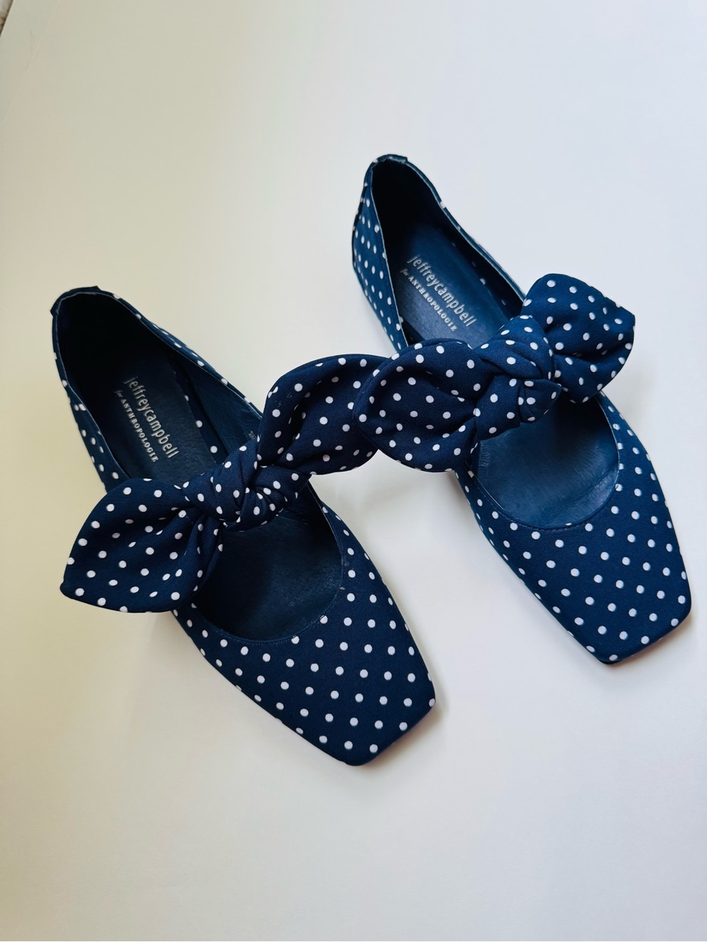 Jeffrey Campbell Navy Polka Dot Braided Bow Flats - Picture 1 of 3